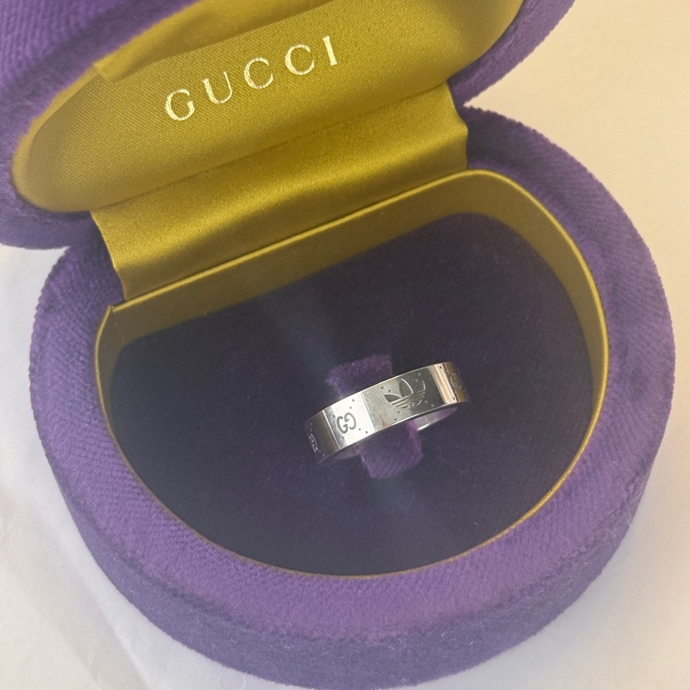 NWT GUCCI SILVER RING COLLABORATION WITH ADIDAS